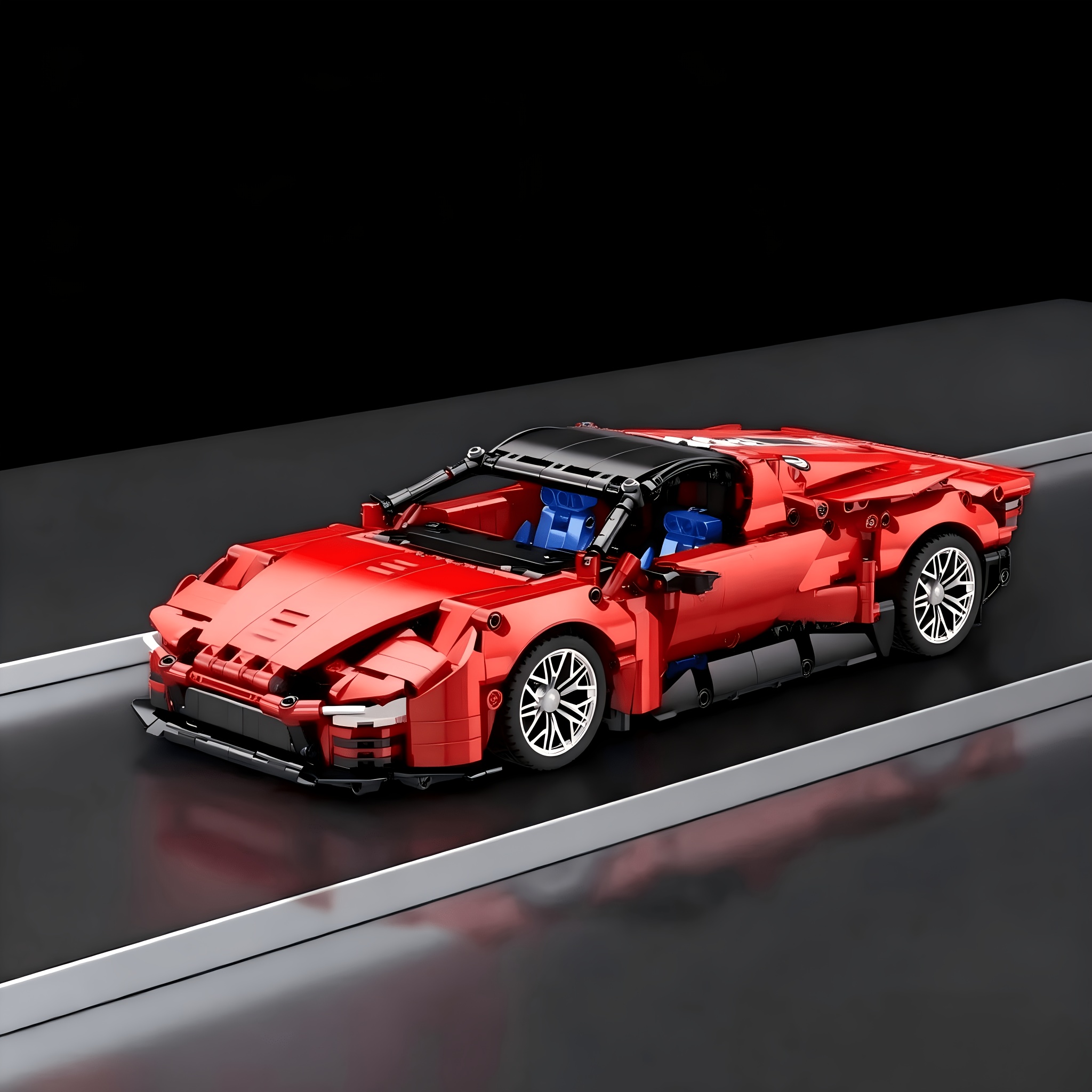 Mechanical Set Red Supercar Building Blocks